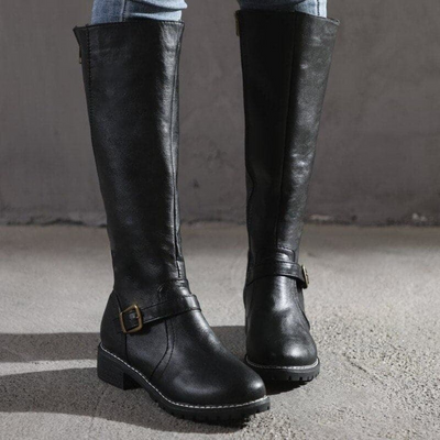 Gina – Klassische Hoch Leder Stiefeletten mit Schnallen für Damen