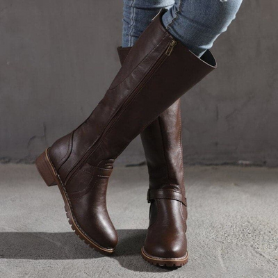 Gina – Klassische Hoch Leder Stiefeletten mit Schnallen für Damen