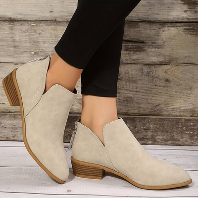 Lary - Stilvoll Niedrigem Absatz Leder Stiefeletten für Damen
