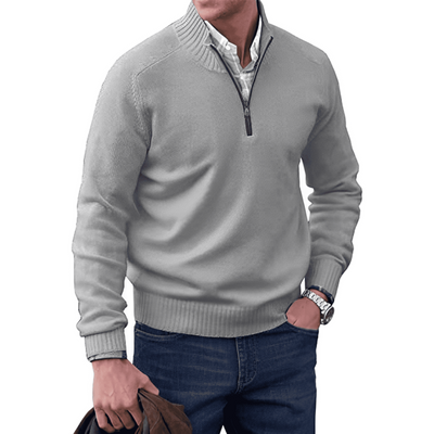 Lucas -  Stilvoll Pullover aus Kaschmir-Baumwoll mit Reißverschluss für Herren