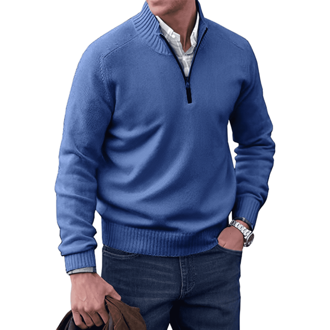 Lucas -  Stilvoll Pullover aus Kaschmir-Baumwoll mit Reißverschluss für Herren