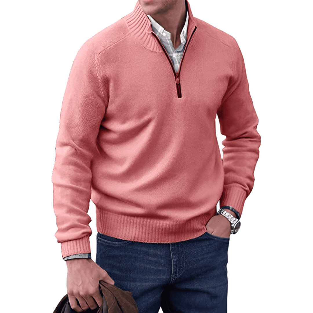 Lucas -  Stilvoll Pullover aus Kaschmir-Baumwoll mit Reißverschluss für Herren