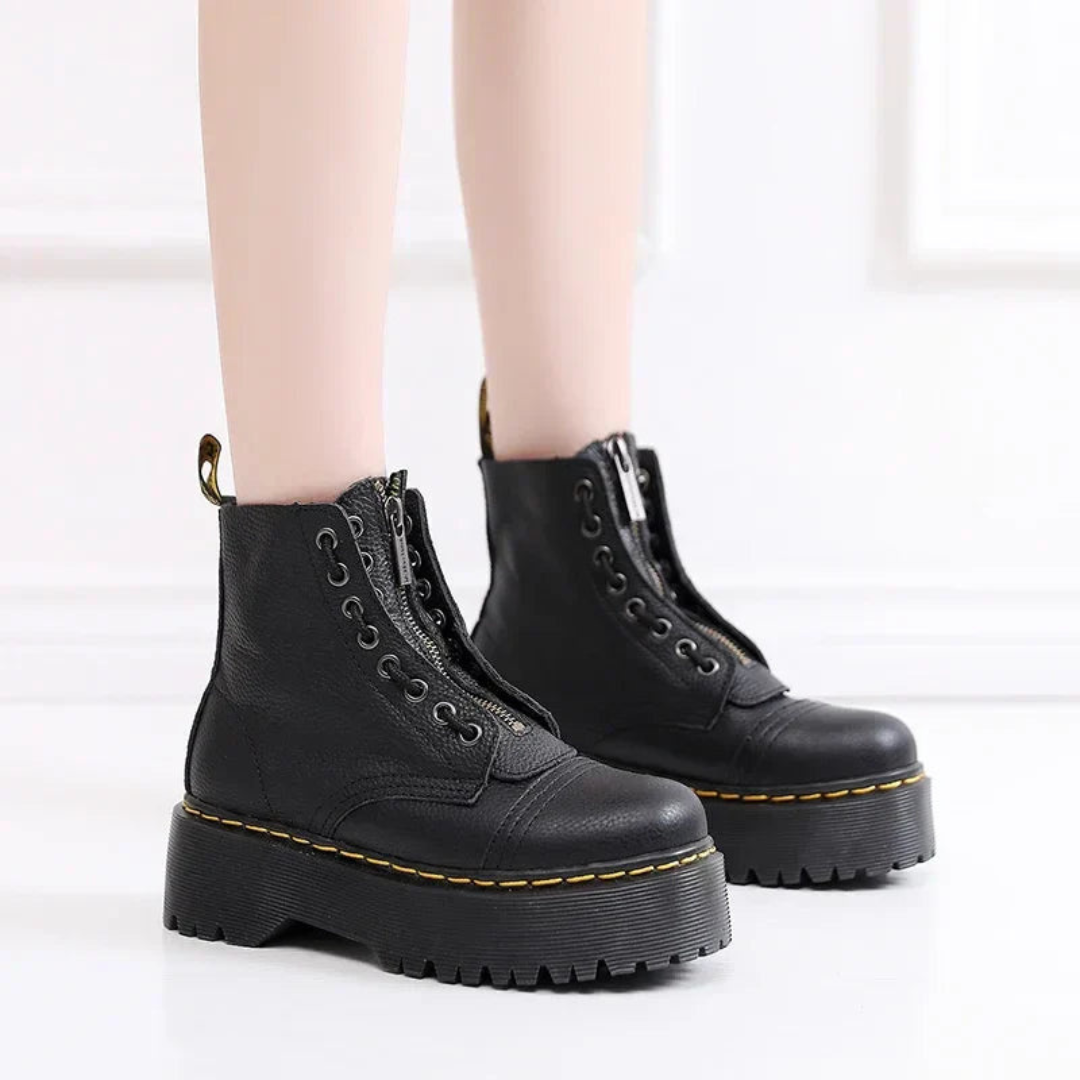 Mira - Vintage und Elegante Leder Schnürstiefel für Damen