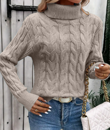 Mora - Elegante und Gemütlich Baumwolle pullover mit Rollkragen für Damen