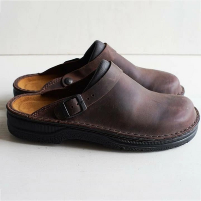 Sati – Bequem Rutschfest Orthopädische Lederclogs für Herren