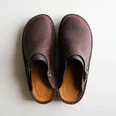 Sati – Bequem Rutschfest Orthopädische Lederclogs für Herren